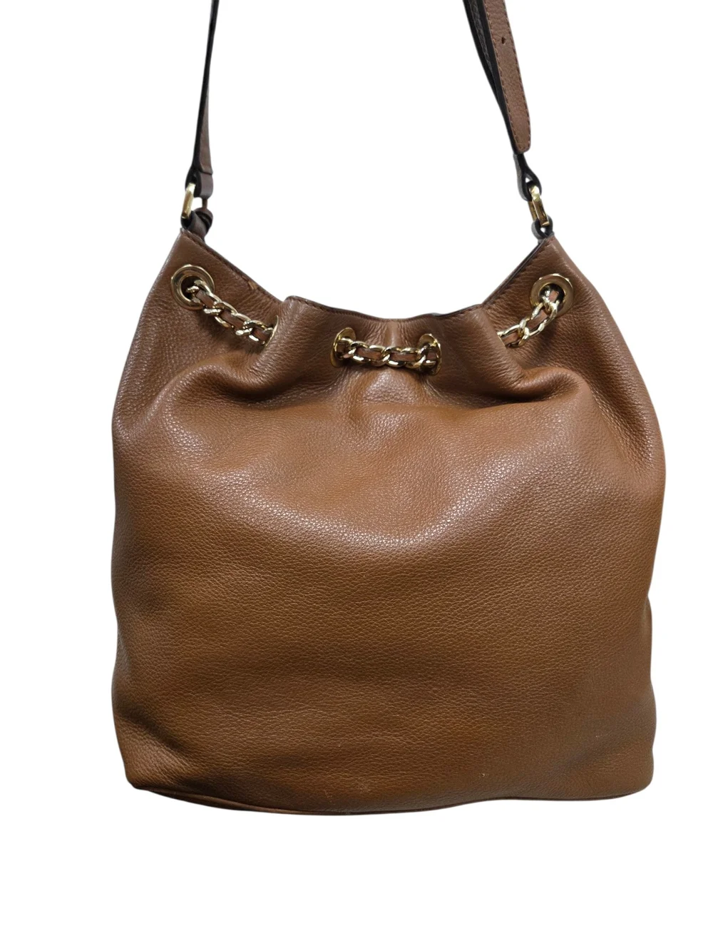 Michael Kors Frankie Cognac Pabbled Leather Shoulder Bag